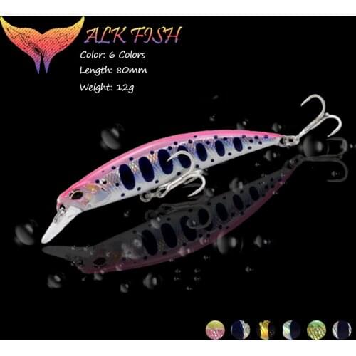 WALK FISH 1PCS 80mm/12g Sinking Minnow Fishing Lure Hard Bait Wobbler Fishing Baits Pencil VIB Professional Fishing Tackle