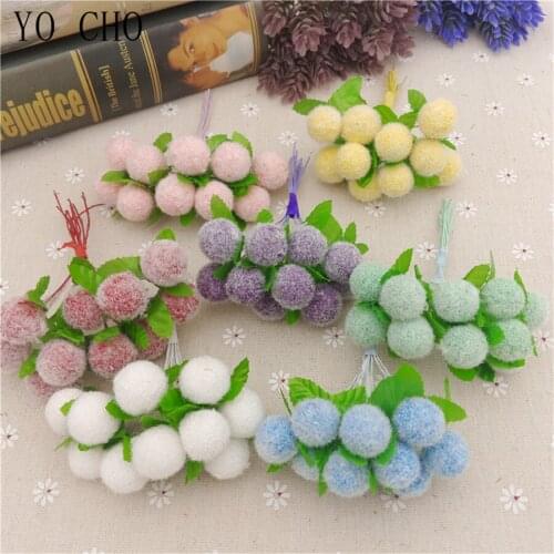 YO CHO 10pcs Lovely Foam Ball Artificial Flowers Home Wedding Decoration DIY Pompom Wreath Gift Box Decorative Toys Fake Flowers
