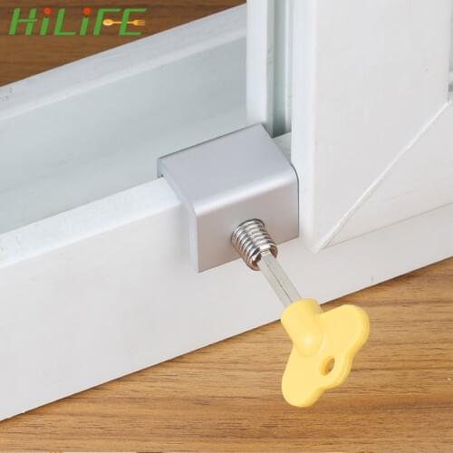 HILIFE Security Door Window Lock Aluminum Restrictor Window Cable Limit For Children Window Sliding Stopper Safety Key Lock