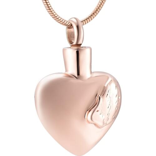 Gold, Rose Gold, Black Plated 316L Stainless Steel Wing Heart Cremation Pendant Ashes Holder Keepsake Necklace for Women