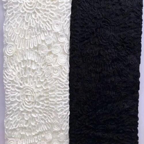 1Y/lot Black White Cotton Fabric Transparent Soft Mesh Lace Women Dress Accessories DIY Material