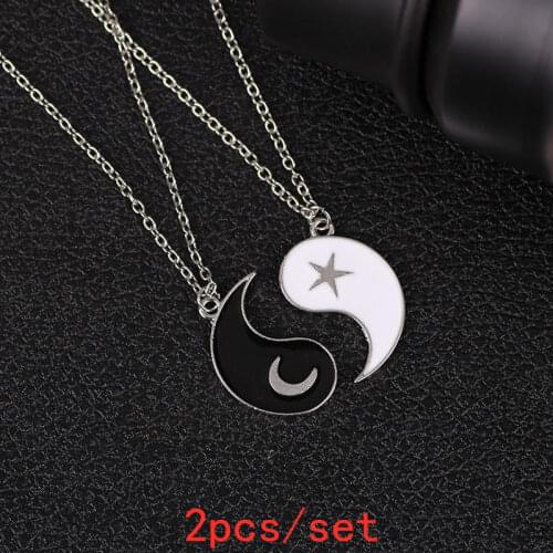 2pcs/set Best Friend Couple Yin and Yang Charm Pendant Necklace Couples Sisters Valentines Day Gift Xingyue Jewelry