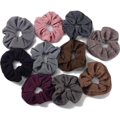 Geebro 3Pcs Fashion Knitted Rib Scrunchie For Women Elastic Stars Print Hair Rubber Bands Accessories Hair Ring Ponytail Holder