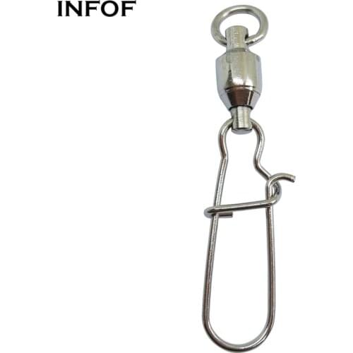 INFOF 50 pieces/lot Fishing Swivels Snap Ball Bearing Swivel with Nice Snap Fishing Connector Hook for Feeder Carp Fishing