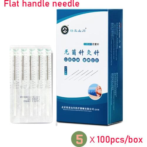500pcs=5boxes one-time flat handle needle Disposable Sterile Acupuncture Needles metal body relaxation Health care tool