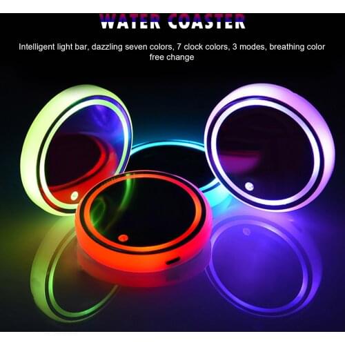 68mm Universal LED Car Cup Holder RGB Light Mat Pad Drink Mat Coaster Interior Decoration Decorative Atmosphere Lamp