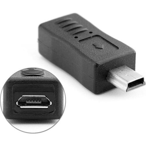 ALITER Micro USB Female to Mini USB Male Adapter Charger Adapter Converter Black