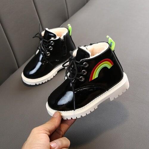 Winter Boys Boots Child Plush Cotton Short Boots Kids Baby Velvet Shoes for Girls Snow Boots Fashion Warm Ankle Boots Waterproof