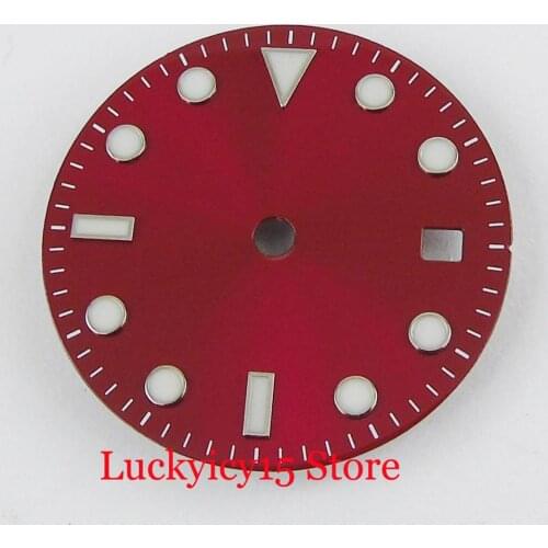Watch Parts 28.5mm Red Watch Dial Plate With Date Window Fit for MIYOTA Automatic Movement