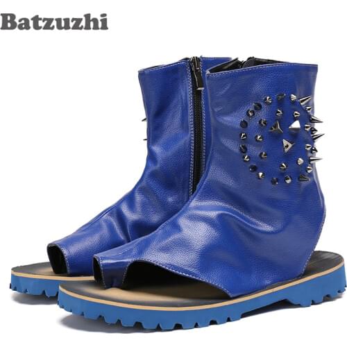 Designers Handmade Male Sandalia Shoes Mens Leather Sandal Summer Cool Sandal Boots for Men Party and T-show Beach Sandals Men