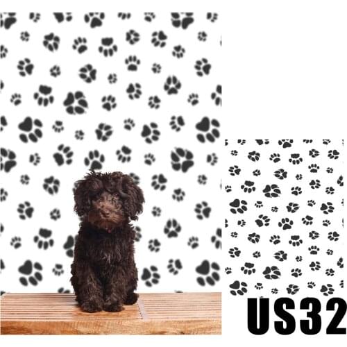 Black Dog Paw Prints On White Background Baby Newborn Pets Photography Backdrops Photo Studio Booth Portrait Wallpaper Poster