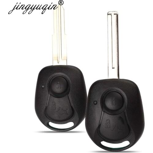 Jingyuqin 10pcs 2 BUTTON REMOTE KEY SHELL FOR SSANGYONG ACTYON KYRON REXTON RX7 UNCUT BLADE KEY FOB CASE REPLACEMENT