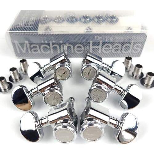 1 Set 1:20 Locking Electric Guitar Machine Heads Tuners For LP SG Guitar Lock String Tuning Pegs 3R3L Chrome Silver