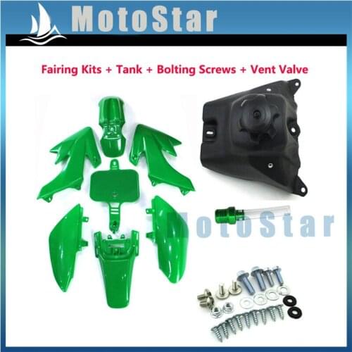 Green Plastic Fairing Fender Kits + Screws + Tank + Vent Valve For Honda 50cc-160cc XR50 CRF50 Pit Dirt Bike