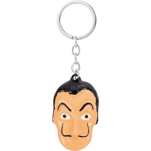 La Casa De Papel Mask Keychain Money Heist The House of Paper Salvador Dali Mask Keyring for Women Men Car Key Chains Jewelry