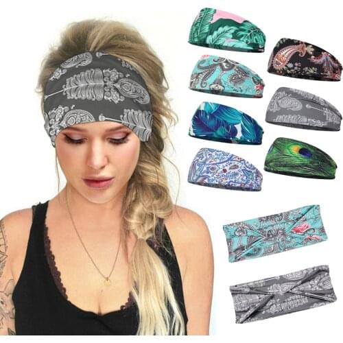 2021 Hot Women Men Elastic Yoga Headband Sport Running Sweatband Outdoor Gym Hair Band Turban 6 Colors Fitness Bandage