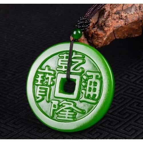 Hot Selling Natural Men Women Hand-Carved Green Jade Pendant Jewelry Necklace Amulet Gifts Unisex