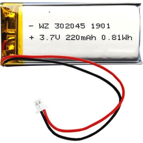 3.7V polymer lithium battery 302045-220mah Bluetooth audio night light massager rechargeable battery