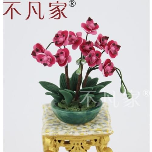 1:12 scale dollhouse Beautiful miniature Phalaenopsis Room decoration