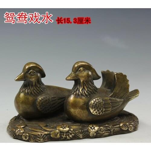 Gift antique copper copper ornaments Yuanyang can not open marriage Home Furnishing feng shui ornaments gifts newroom Art