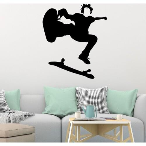 Cute Skateboard Wall Art Sticker Modern Wall Decals Quotes Vinyls Stickers for Living Room Company School Office Decoration