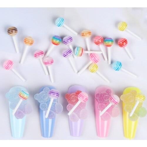 18Pcs 3D Cute Resin Lollipop Candy Kit For Nail Art Decorations Kawaii Colorful Cartoon Jelly Gummy Charms DIY Nails Accessories