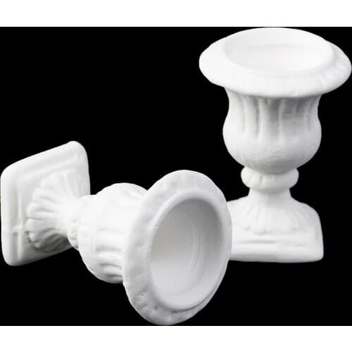 2pcs White Flower Pot Child Puzzle Doll House Miniature 1:12 Model Miniature Dollhouse Furniture DIY Garden Exterior Decoration