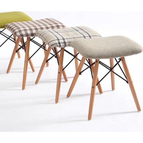 Multifunction Solid Wood Stool Household Comfortable Dining Chair Simple Style Stable Makeup Stool Cloth Washable Dressing Stool