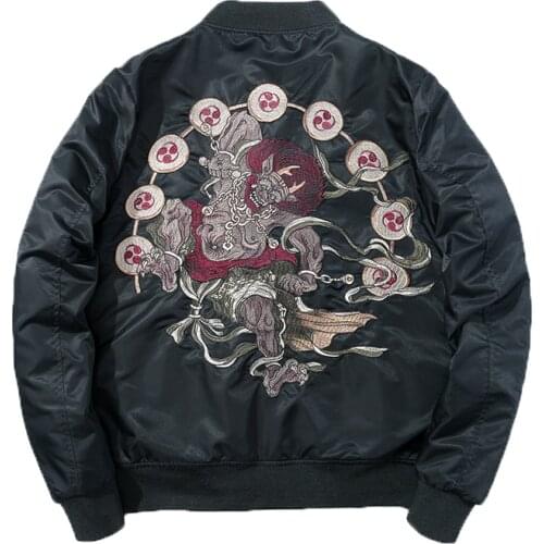 Cotton Padded Winter Chinese Style Mens Embroidered Jacket Casual Coat Youth Baseball Uniform Thick Pilot Bomber Jackets