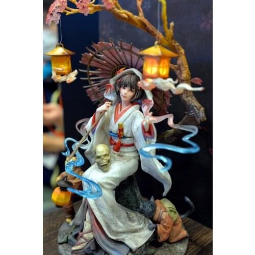 Garage Kit hand-made resin white mold WF2020 winter small scrub incense Broken Umbrella Girl white mold