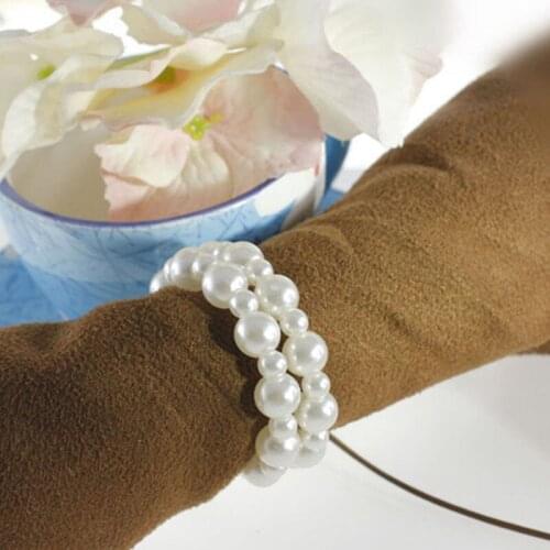 2016New 50Pcs Pearl Napkin Ring for Wedding Decoration Party Favor Adornment KM193