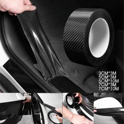 New Arrival 1pc Carbon Fiber Car Stickers Auto Door Sill Scuff Anti Scratch Tape Protection Film