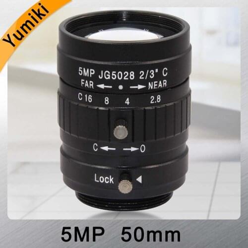Yumiki HD 5MP CCTV Camera Lens 50mm F2.8 Aperture 2/3" Image Format Mount C Industrial Security road monitoring