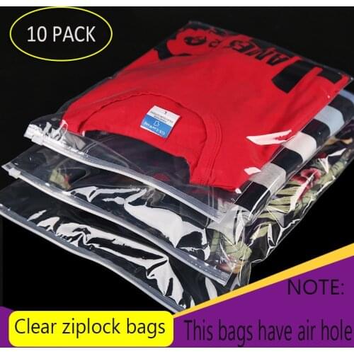 10pcs Reclosable clear plastic underwear storage bag for travel clothes packag transparent ziplock poly packaging by slider
