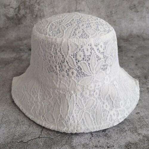 Bucket Hats Lace Spring Sun Visor Hat Ladies Joker Hollow Flowers Fishermen Cap Sun Summer Beach Cap Holiday Outdoor Accessory