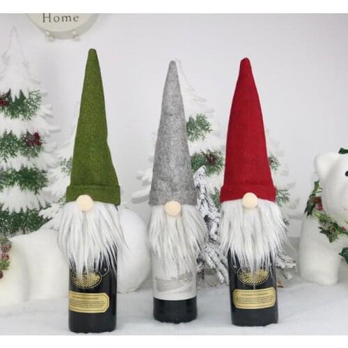 Christmas Champagne Wine Bottle Cover Bottle Dress Up Decoration Christmas Faceless Dolls Christmas Decorations For Home Table