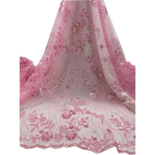 SJ Lace African Lace Fabric 2021 High Quality Lace Embroidered Lace Nigerian Sequin Lace Fabrics French Tulle Lace Fabric jh3-48