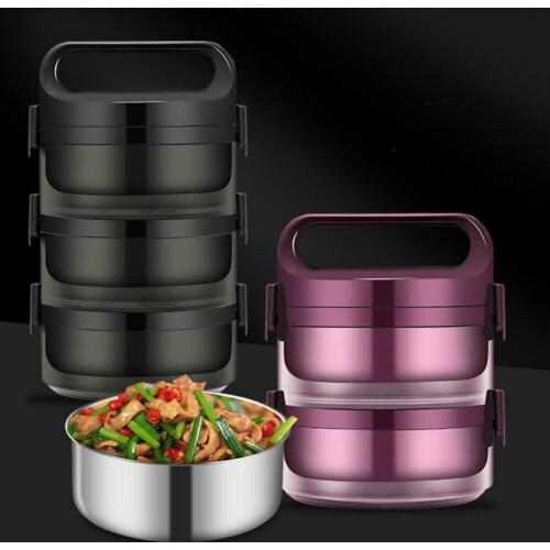 Modern minimalist stainless steel insulation student separation lunch box creative work portable capacity lunch box WF