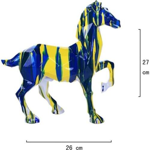 HORSE ELEPHANT MASCOT PAINTING GEOMETRIC STATUE RESIN ANIMAL ART&CRAFT HOME DECORATION FOR LIVING ROOM L3309