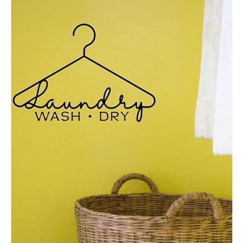 Laundry Wash Dry Wall Sticker Laundry Hanger Sign Wall Decals Laundry Room Decor Wallpaper Vinyl Laundry Door Decoration