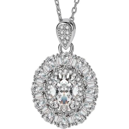 Solid 925 Sterling Silver Pendants Necklaces For Women Elegant Fashion Wedding Anniversary Fine Jewelry Romantic Gifts