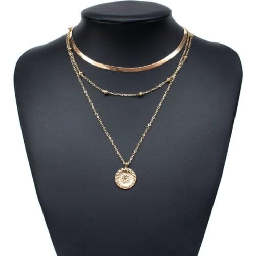 New Jewelry Fashion Personality Necklace Simple Multi-layer Lotus Pendant Necklace Female Blade Chain Neck Chain Necklace Women