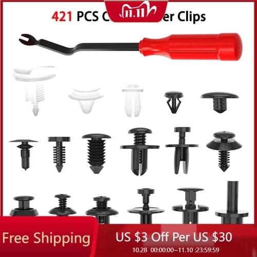 18 sizes 421pcs Fastener Clip Mixed Car Body Push Retainer Pin Rivet Bumper Door Trim Panel Retainer Fastener Kit