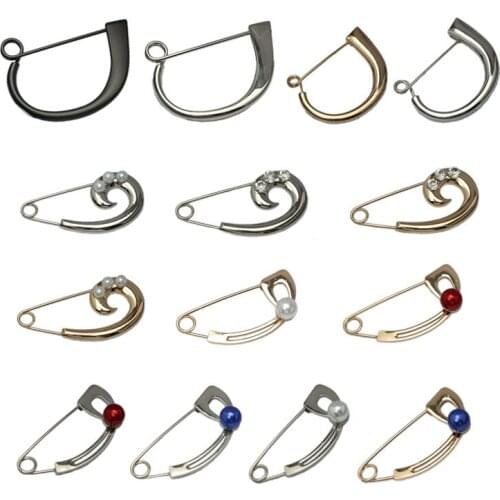 Creative Personality D Word Large Pin Pearl Alloy Brooch Sweater Clothing Knitted Shawl Cardigan Hat Needle Women Accessories