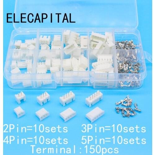 40 sets Kit in box 2p 3p 4p 5 pin 2.54mm Pitch Terminal / Housing / Pin Header Connector Wire Connectors Adaptor XH Kits