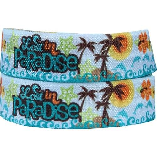 50 yards/lot) Wholesale summer theme sea and coconut tree printed fold over elastic