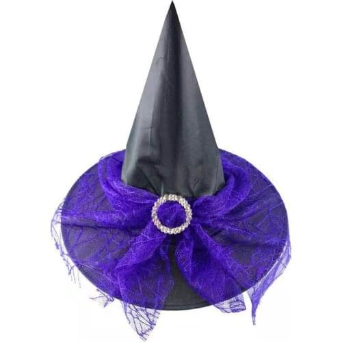 8pcs Halloween Witch Hat Costume Carnival Witch Hat with Veil Party Decorations