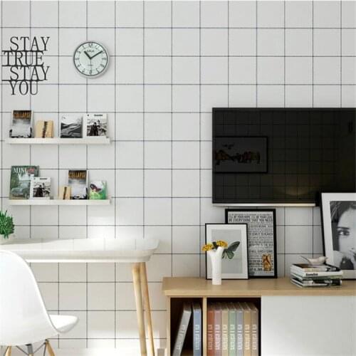 Beibehang High-end modern simple wallpaper clothing store wall home wallpaper Nordic style black and white grid box wallpaper