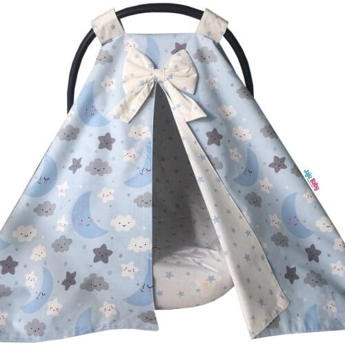 Jaju Baby Handmade, Blue Moon-Cloud Patterned Stroller Cover and Inner Sheet, Stroller Cover, Stroller, Stroller Sheet