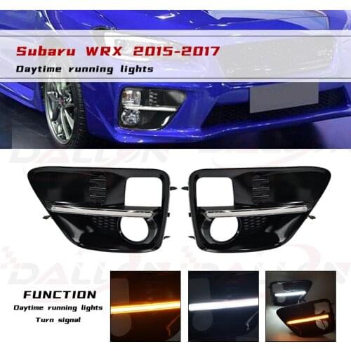 1 Set LED DRL Daytime Running Light Daylight With Turn Yellow Signal Fog Lamp Cover For Subaru WRX 2015 2016 2017 2018